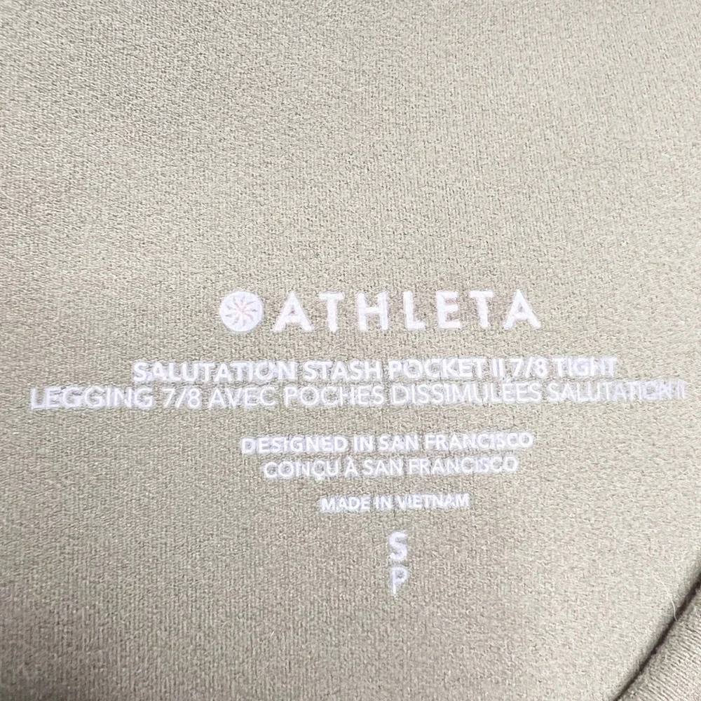 Athleta Salutation Stash Pocket II 7/8 Tight Olive Green High Rise Leggings S - Picture 7 of 8
